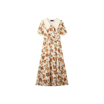 LOUISY AO Short-Sleeved Dresses Women's Apricot Base With Orange Blossom