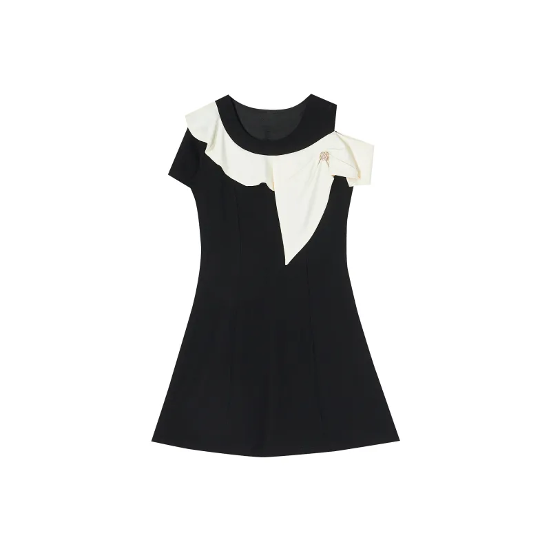 QYPRF Short Sleeved Dresses Women's Black-0