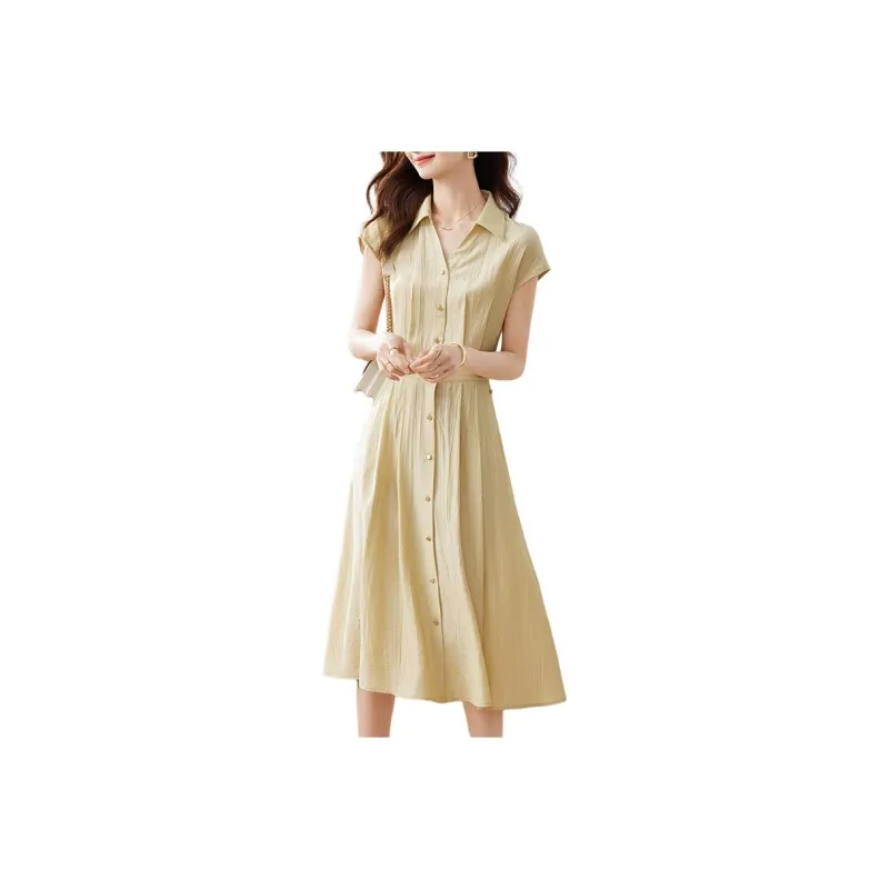SENTUBILA Short Sleeved Dresses Women's Yellow-0