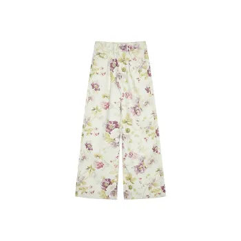 ELF SACK Casual Pants Women's Floral Light Yellow