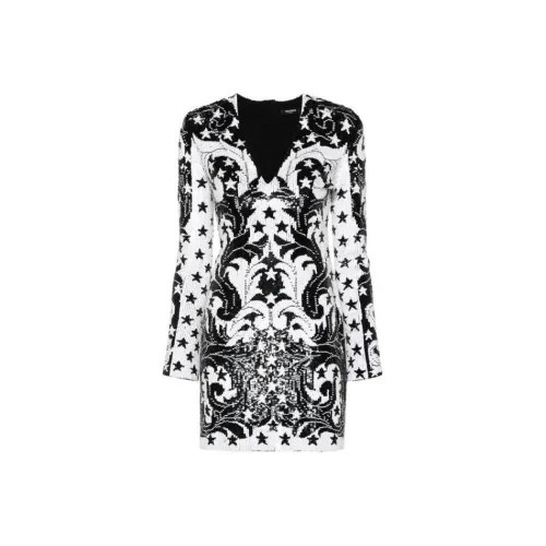 BALMAIN V-Neck Sequin Embellished Mini Dress