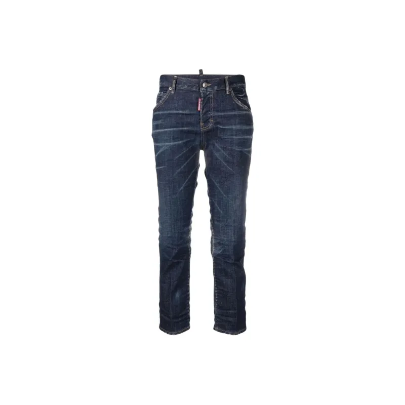 DSQUARED 2 Straight Leg Cropped Distressed Jeans-0