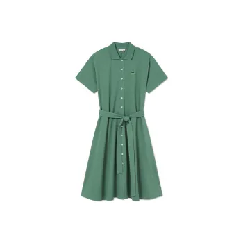 LACOSTE Short Sleeved Dress Women's Tree Green