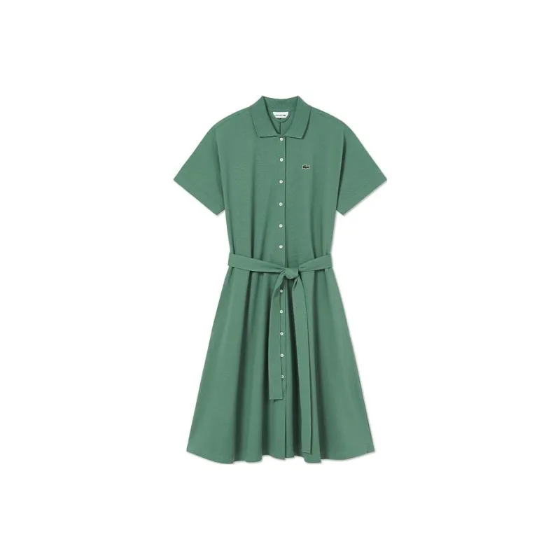 LACOSTE Short Sleeved Dress Women's Tree Green-0