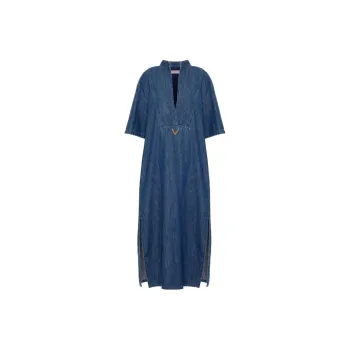Valentino Short Sleeved Dress Women's Denim Blue