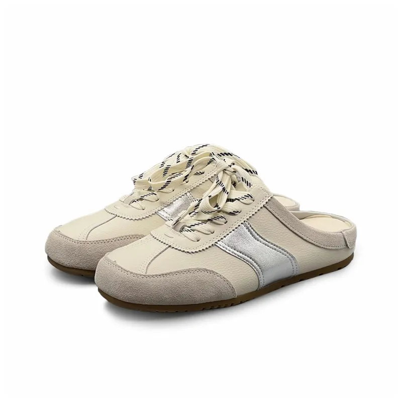 IHBOZ Rubber Sole Leather Patchwork Odor Resistant Abrasion Resistant Slip Resistant Closed Toe Slippers Women's-3