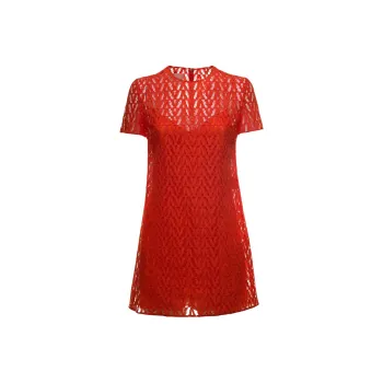 Valentino Short-Sleeved Dresses Women's Orange Red