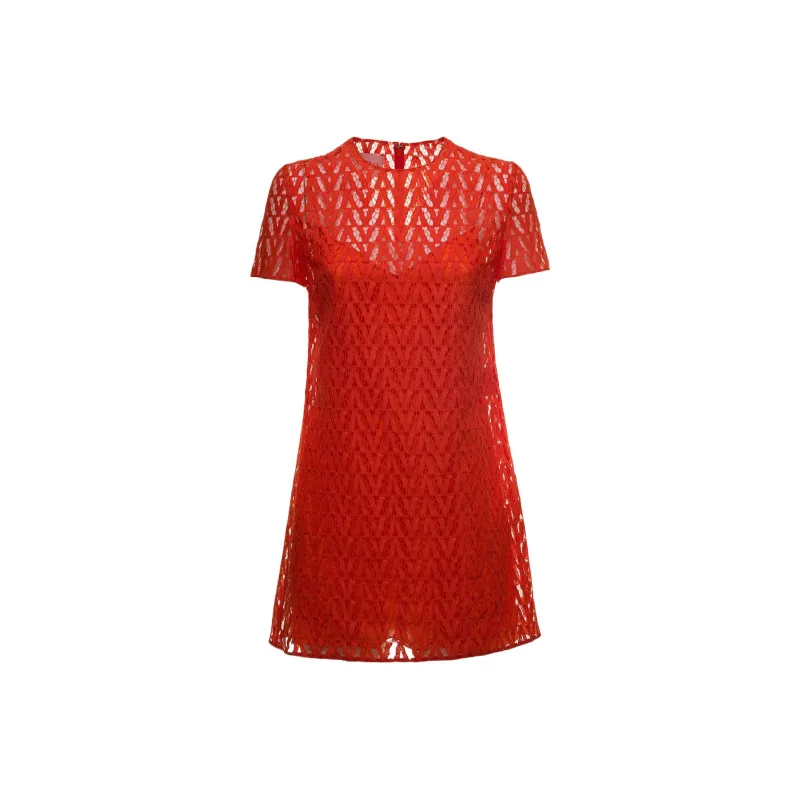 Valentino Short-Sleeved Dresses Women's Orange Red-0