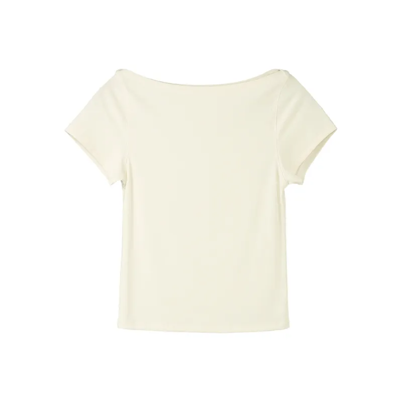 Fstudio Summer High Rise Petite Boat Neck Short Sleeved T Shirts Women's-1