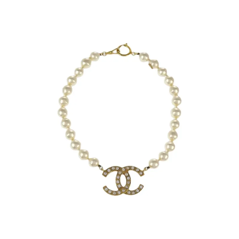 CHANEL 1990 2000s Cc Faux pearl Necklace-1
