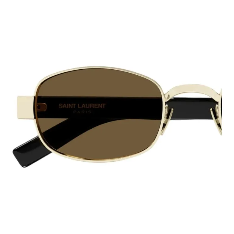 SAINT LAURENT Metal Oval Sunglasses Women's Gold-2