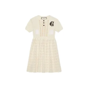 GUCCI Short-Sleeved Dresses Women's Ivory White