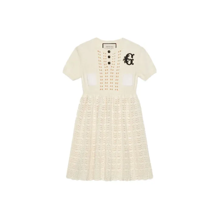GUCCI Short-Sleeved Dresses Women's Ivory White-0