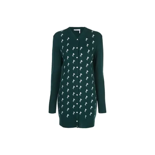 Chloé Long Sleeved Dresses Women's Green