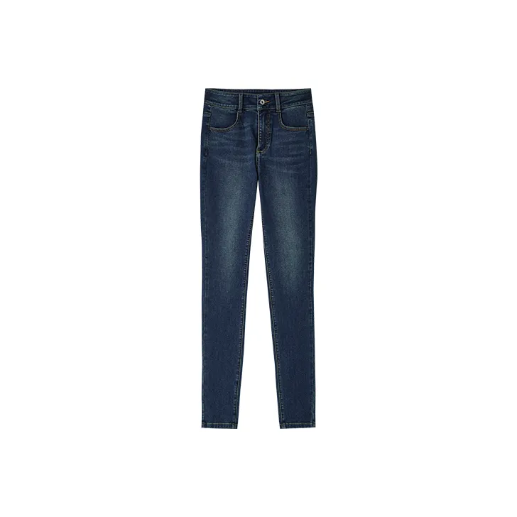 UOOYAA Slim Fit Pants Jeans Winter Women's Denim Blue-0