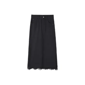 HIPPIEMISS Denim Long Skirts Women's Black