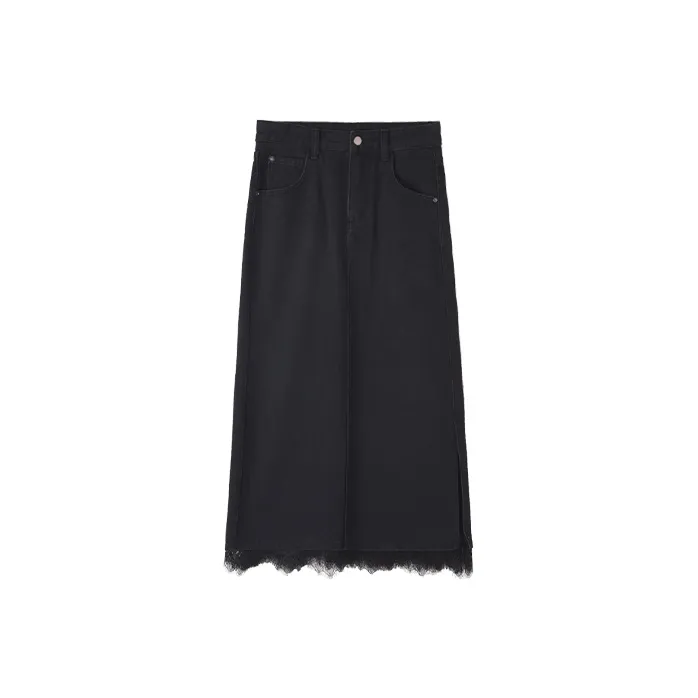 HIPPIEMISS Denim Long Skirts Women's Black-0