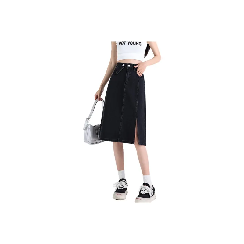 Concubine Zhu Denim Dress Women's Black Gray-0