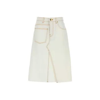 TORY BURCH Deconstructed Raw Cut Hem Denim Skirt