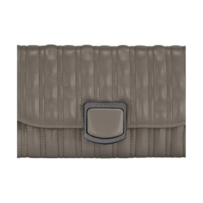 LONGCHAMP Brioche Lambskin Crossbody Bag Shoulder Bag Wallets Women's Gray-3