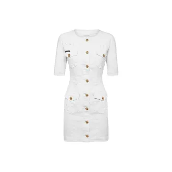 PHILIPP PLEIN Embossed button Detail Denim Dress