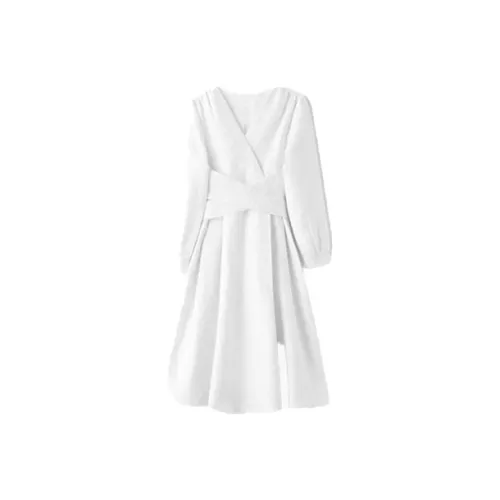 Mapping Long Sleeved Dresses Women's White