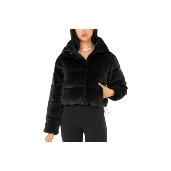 Alo Yoga RIBBED VELOUR GOLD RUSH PUFFER Puffer Jacket Women's Black
