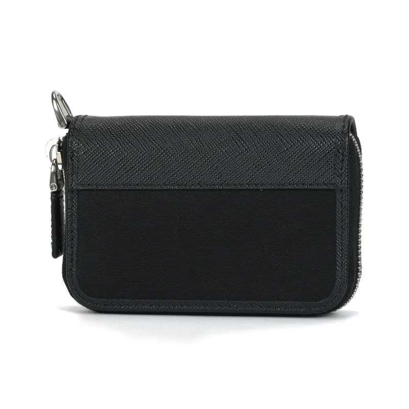 PRADA Nylon And Saffiano Leather Coin Purse Men's Black-2