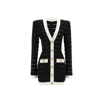 BALMAIN Button Embellished Knitted Mini Dress