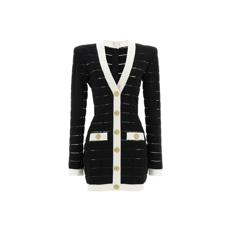 BALMAIN Button Embellished Knitted Mini Dress-0