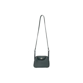 HERMES Lindy Clemence Bullock Leather Handbag Shoulder Bag Crossbody Bag Mini Women's 67 Vert Fonce Dark Green