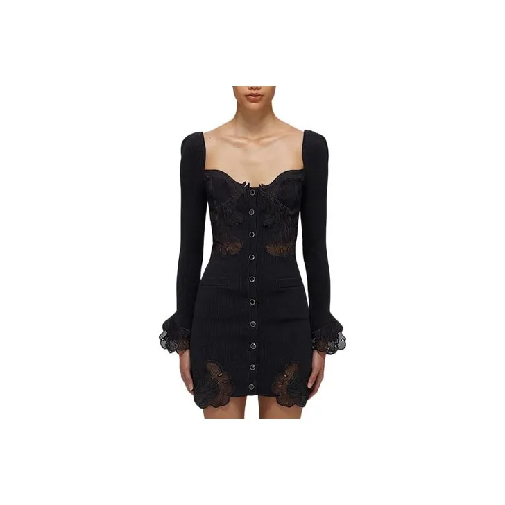 Self portrait SS22 Long Sleeved Dresses Women's Black-0