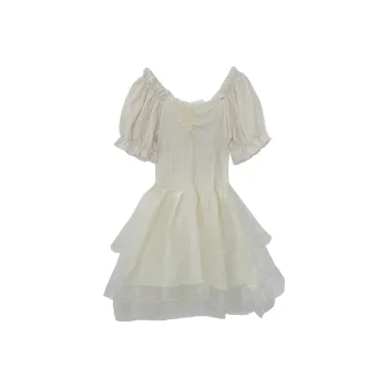 Icicofficial Short Sleeved Dress Women's Ecru