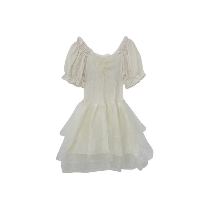 Icicofficial Short Sleeved Dress Women's Ecru-0