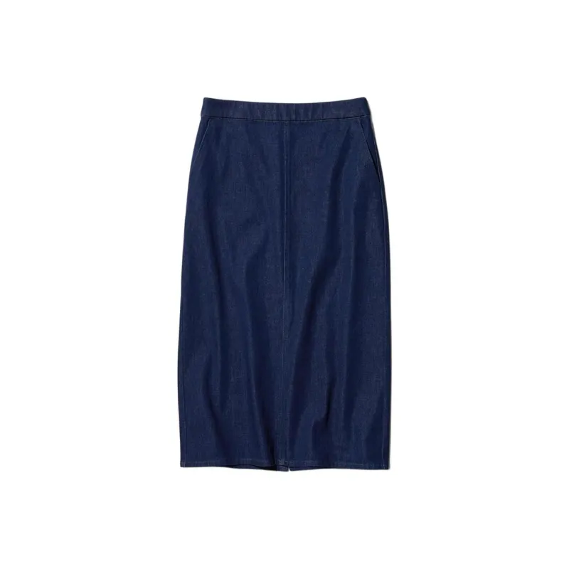 UNIQLO Denim Long Skirts Women's Navy Blue-0