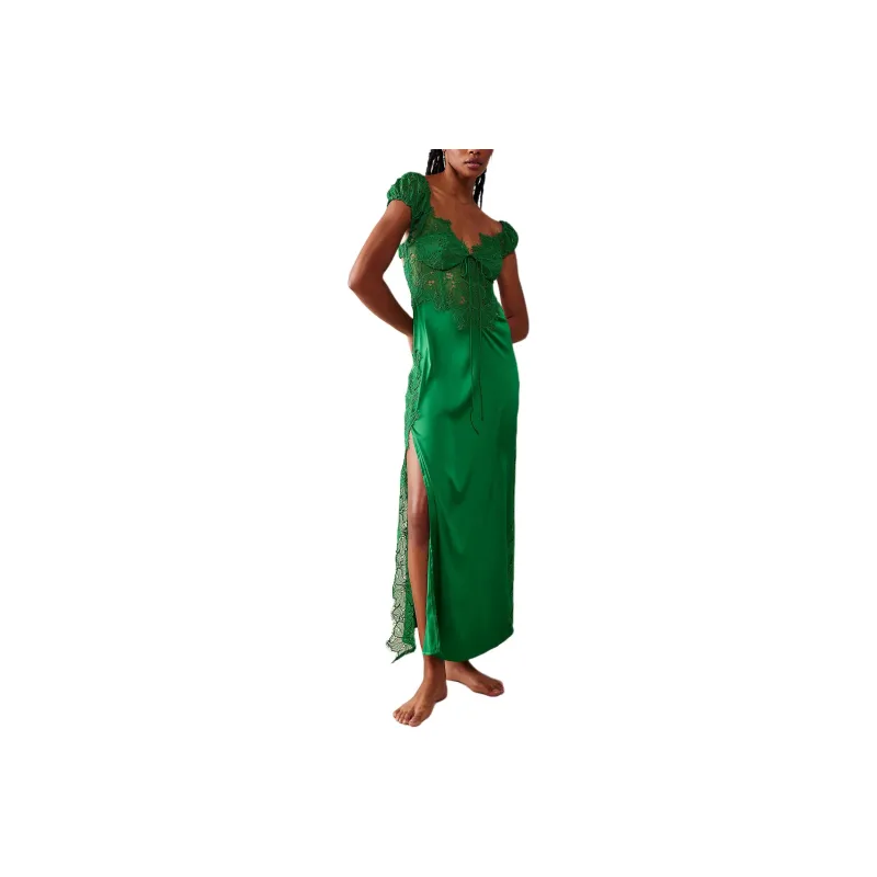FOR LOVE & LEMONS Casey Maxi Dress Short-Sleeved Dresses Women's Green/Green-0