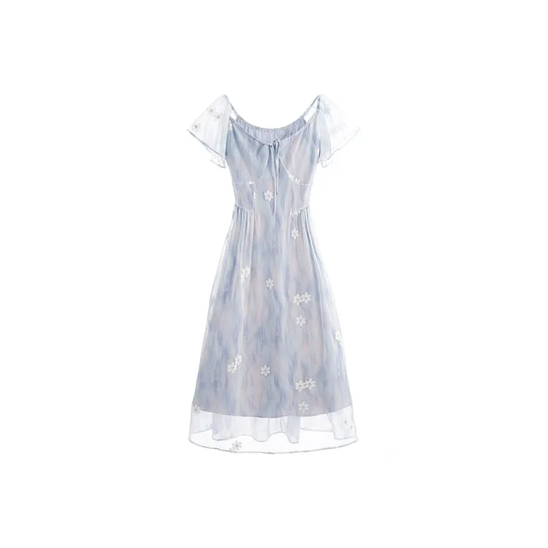 JOSR Short Sleeved Dresses Women's Blue-0