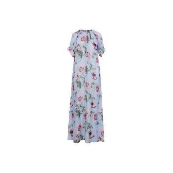 Oscar De La Renta Poppy print Silk Chiffon Kaftan Dress