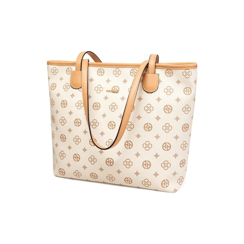 AOKANG PVC Mommy Bag Tote Underarm Shoulder Bag Regular Women's Coffee/Ecru-4