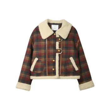 MISHOW Puffer Jacket Women's Vintage Red Plaid