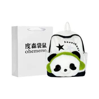 Dusen Kangaroo Nylon Backpack Women's Red Panda/Blue Earphone Cap/Pink Earphone Cap