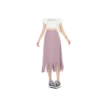 Weixi Denim Long Skirts Women's Pink