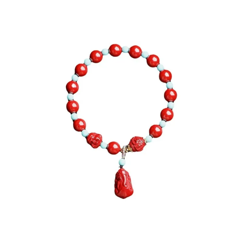 WUMZK Reconstructed Cinnabar Bracelets Unisex-0