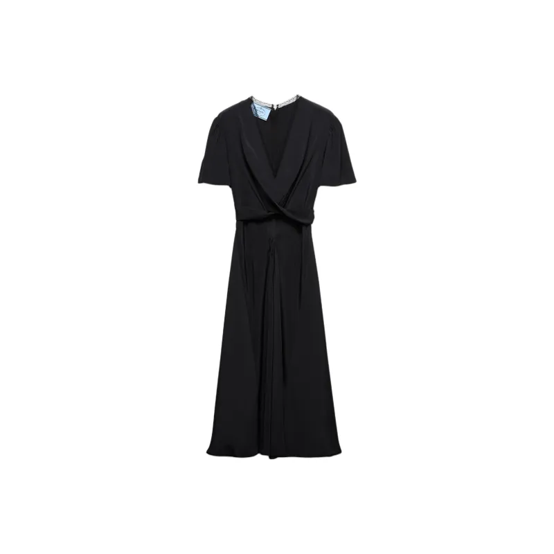 PRADA V neck Short sleeve Midi Dress-0