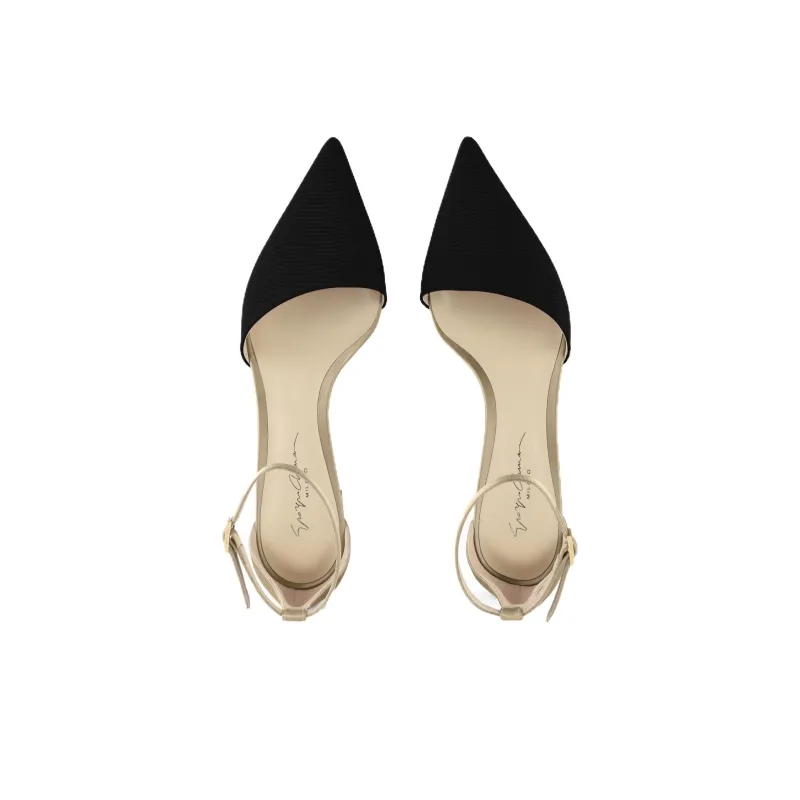 AMANI D'Orsay Chunky Heel High Heels 3.5cm Women's Black Gold-2
