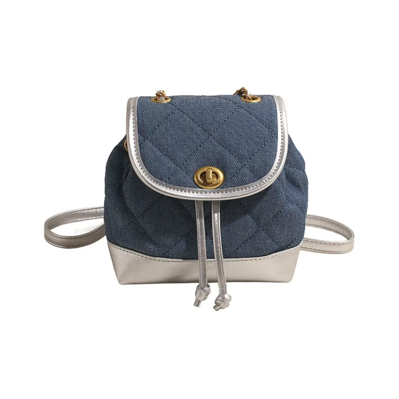 RIVMIND Denim Backpack Women's Silver/Brown-0