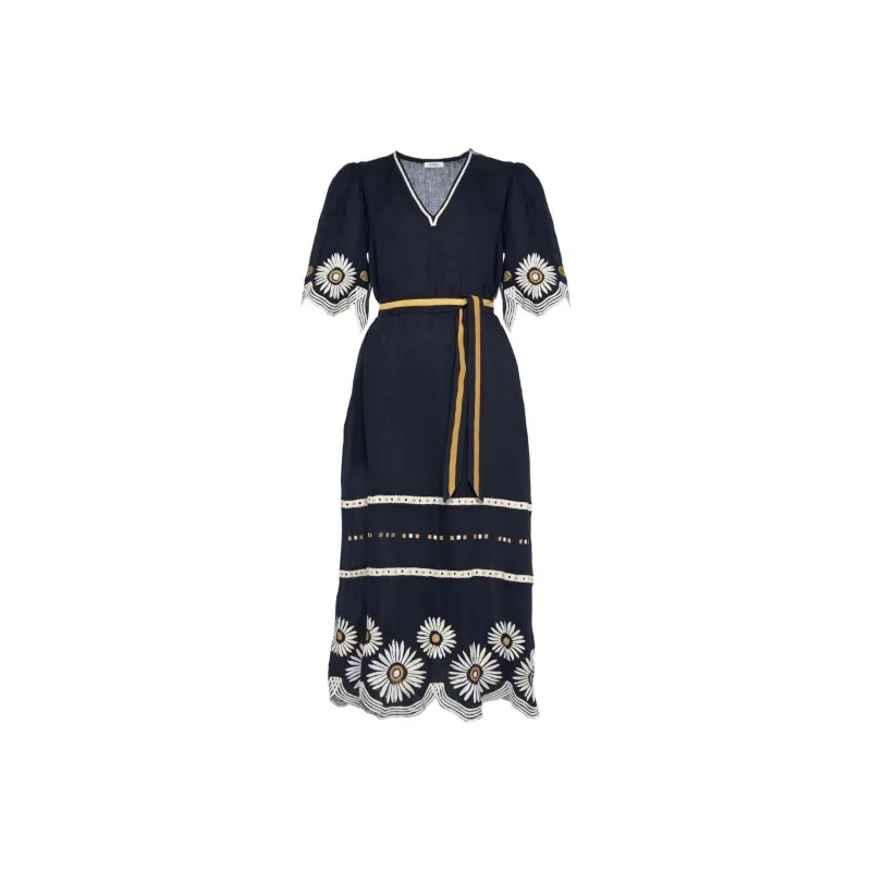 Eres Hortense Floral embroidered Linen Dress-0