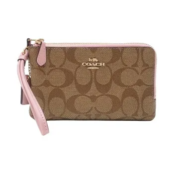COACH PVC Clutch Mini Women's Khaki & Pink
