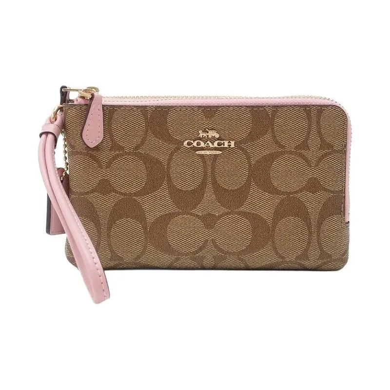 COACH PVC Clutch Mini Women's Khaki & Pink-0