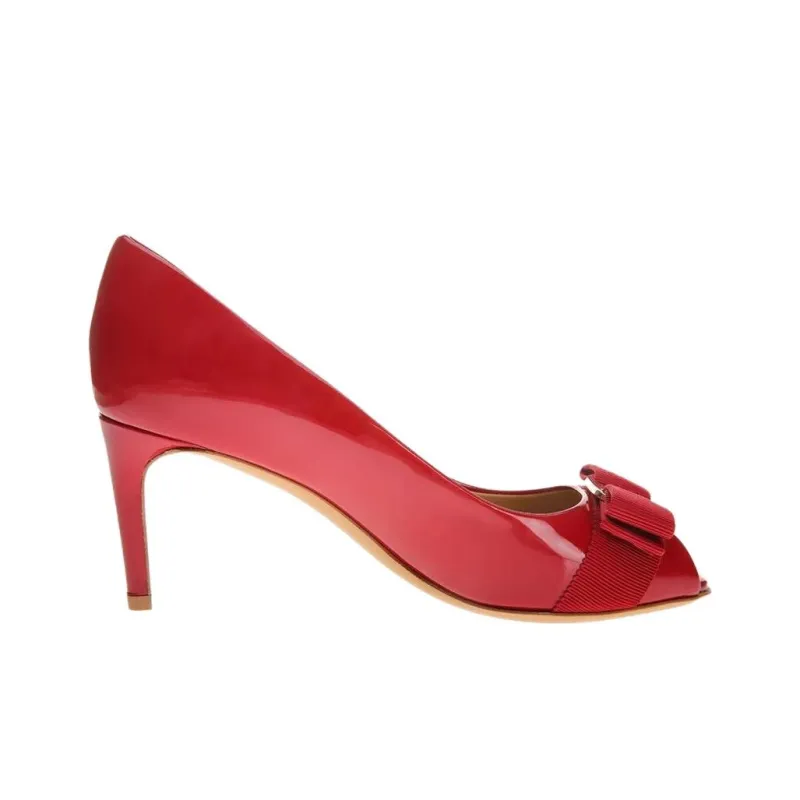 FERRAGAMO Pola Slim Heel High Heels Women's Red-1